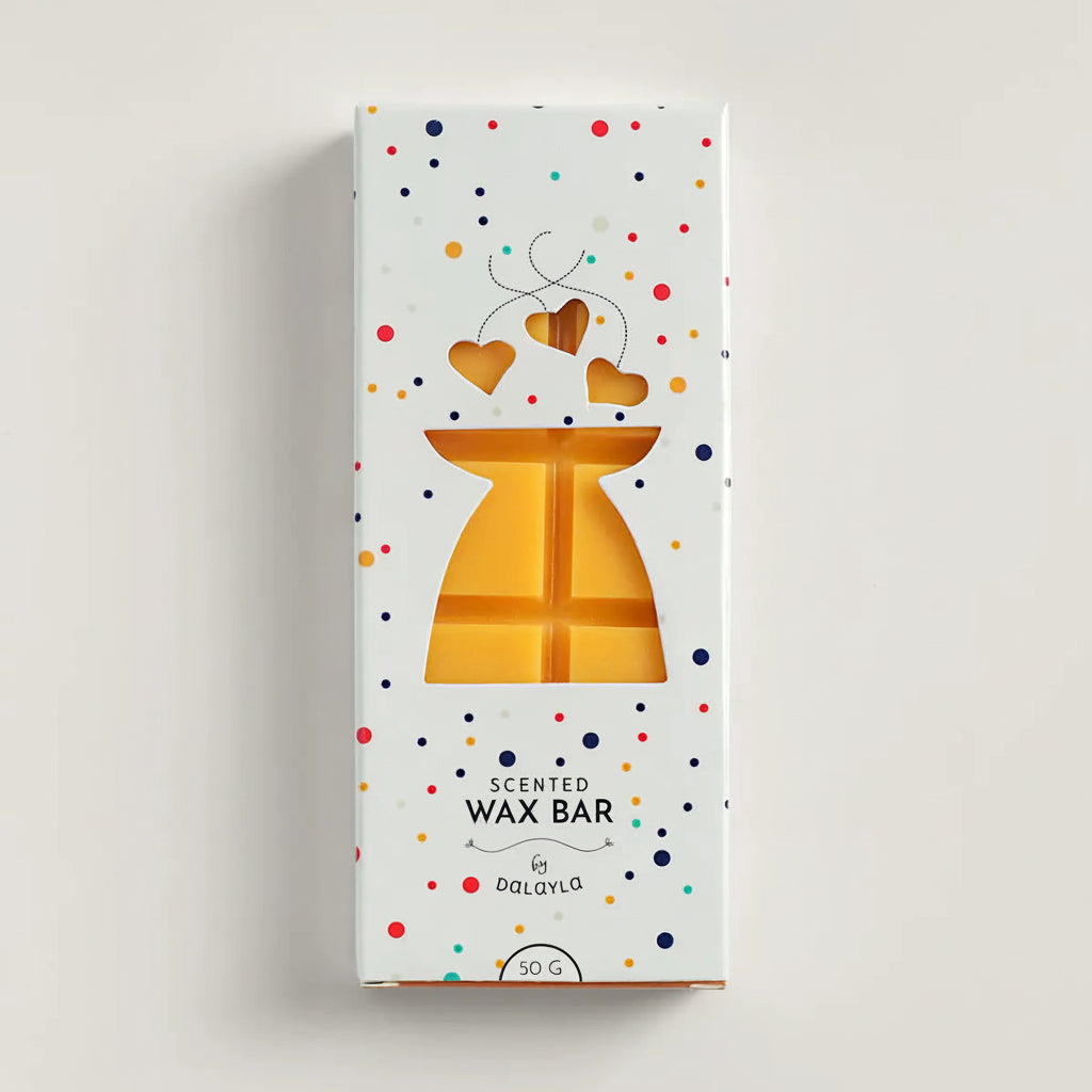กล่องแว็กซ์หอมแท่ง Caramel Popcorn บาย Dalayla ขนาด 50 กรัม บรรจุภัณฑ์ลายจุดสีสันสดใสx