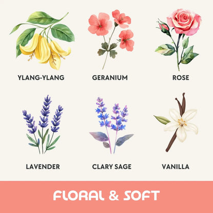 ส่วนผสมกลิ่น Floral & Soft แว็กซ์หอม Mix & Melt Dalayla: กระดังงา เจอราเนียม กุหลาบ ลาเวนเดอร์ คลารีเสจ วานิลา